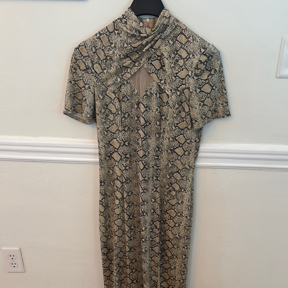 Joseph Ribkoff Snake Print Cut-Out Maxi Dress – Size 10